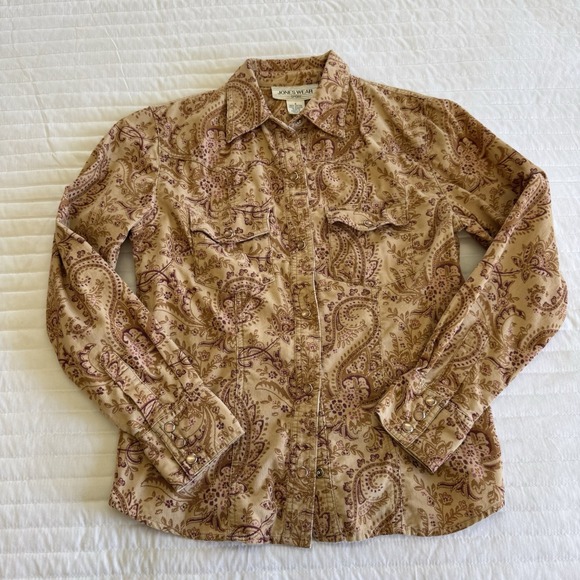 Jones Wear Soft Corduroy Pearl Snap Shirt Size 4 - Picture 1 of 11
